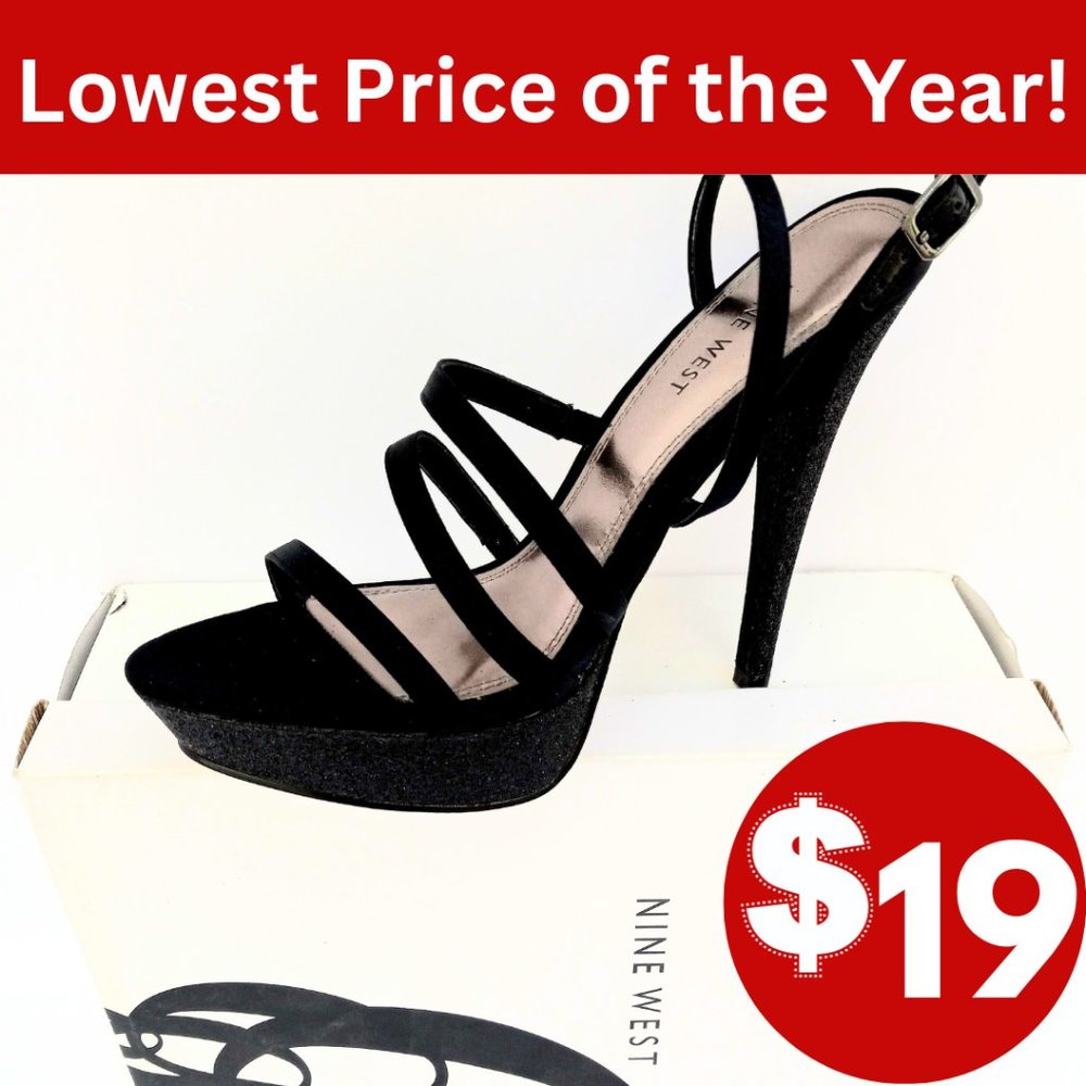 New Black Nine West Strappy Stilettos Size 5.5